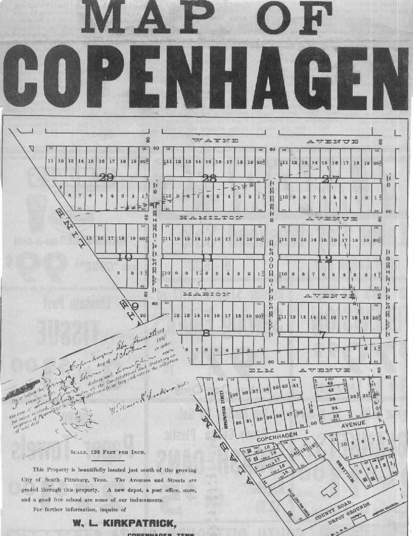 1881 map of Copenhagen, Marion County