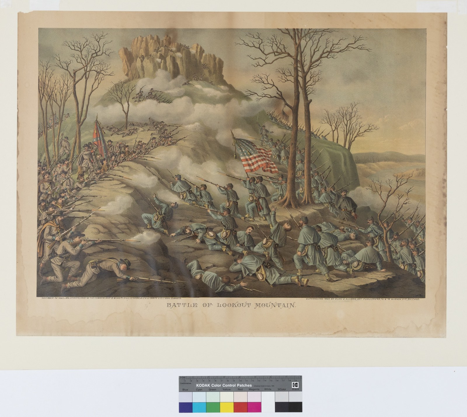 Lithograph of the Battle of Lookout Mountain, 1863