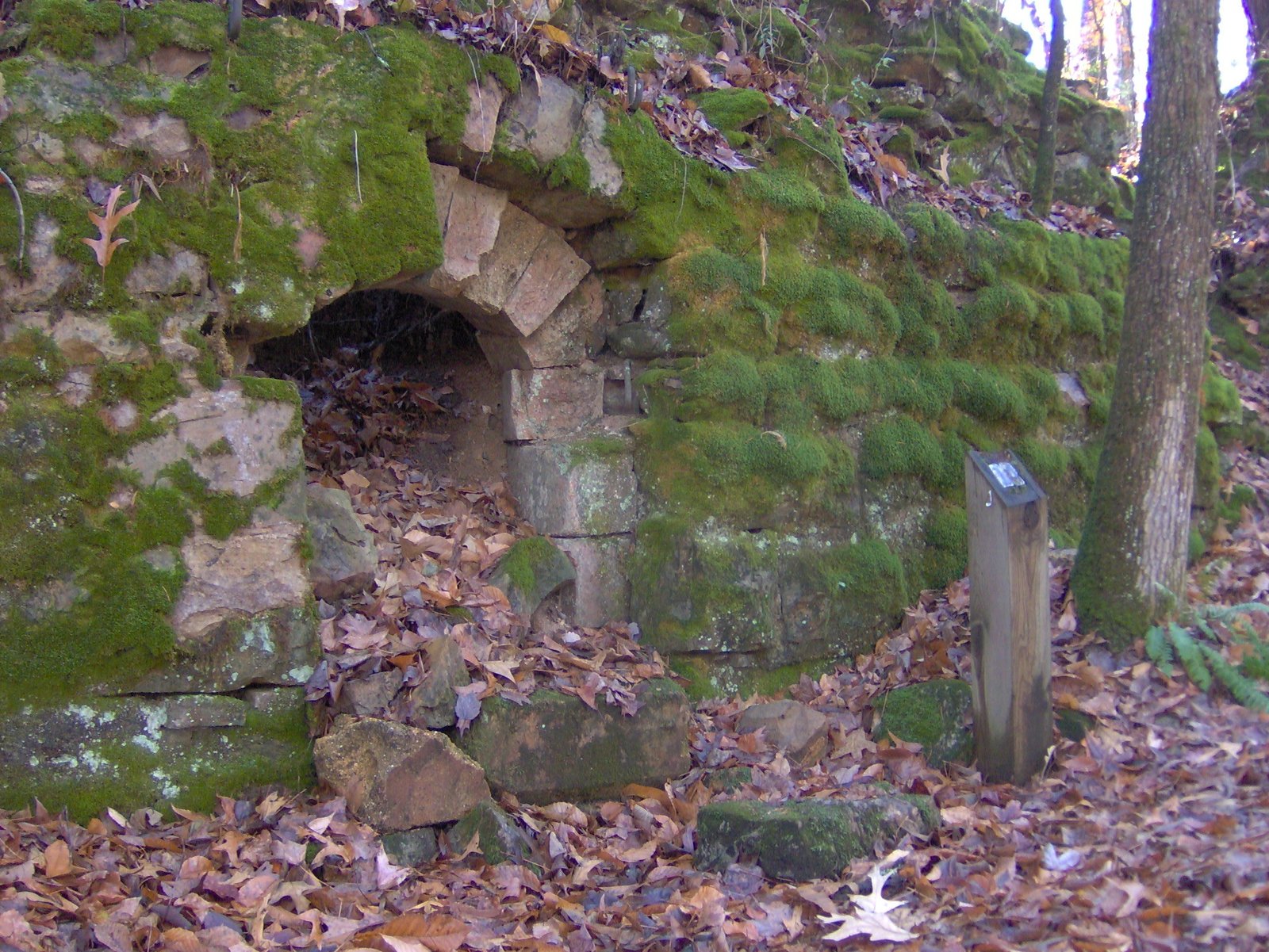 Interior of a beehive coke oven at Dunlap showing firebrick lining and sandstone exterior