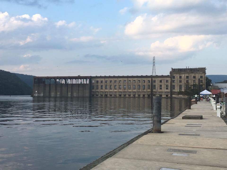 The Hales Bar powerhouse from the marina dock, 2017