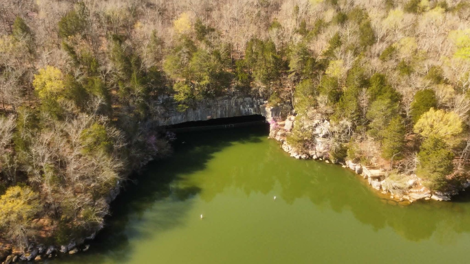 Aerial view of Nickajack Cave entrance