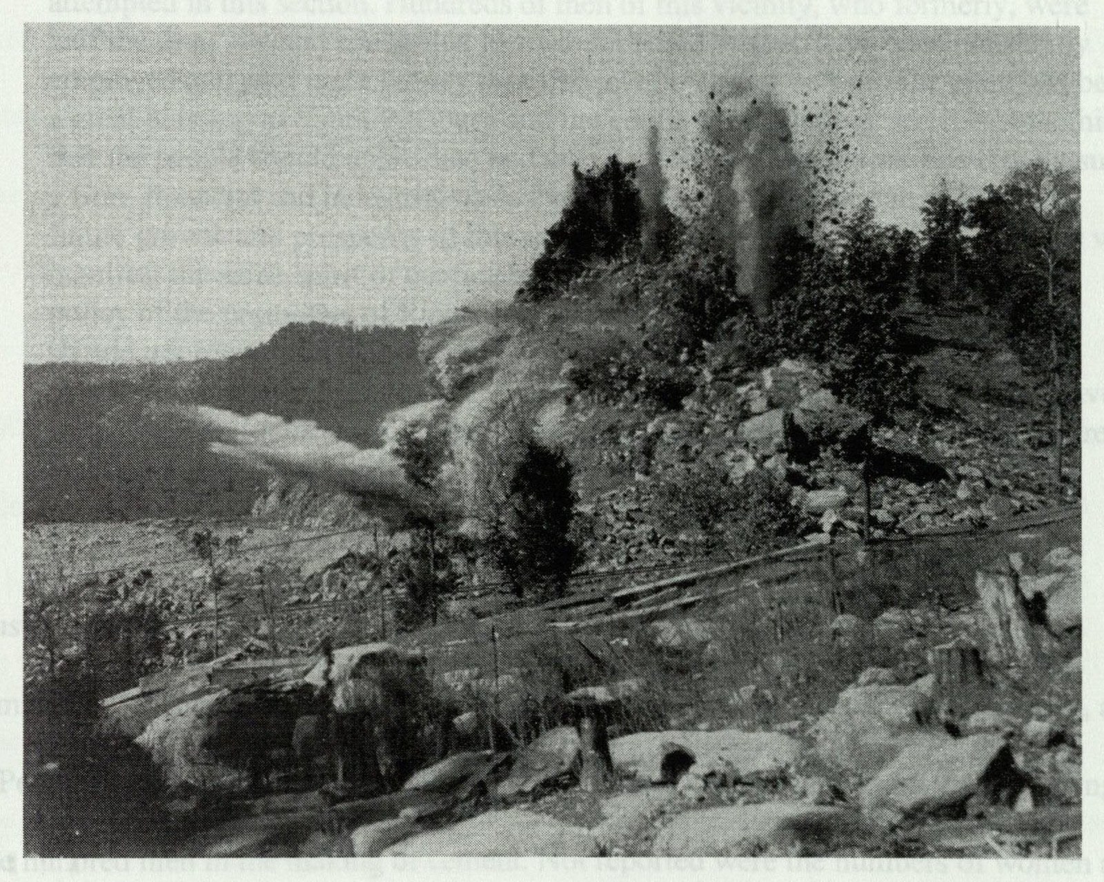 Dynamite blasting at Richard City quarry