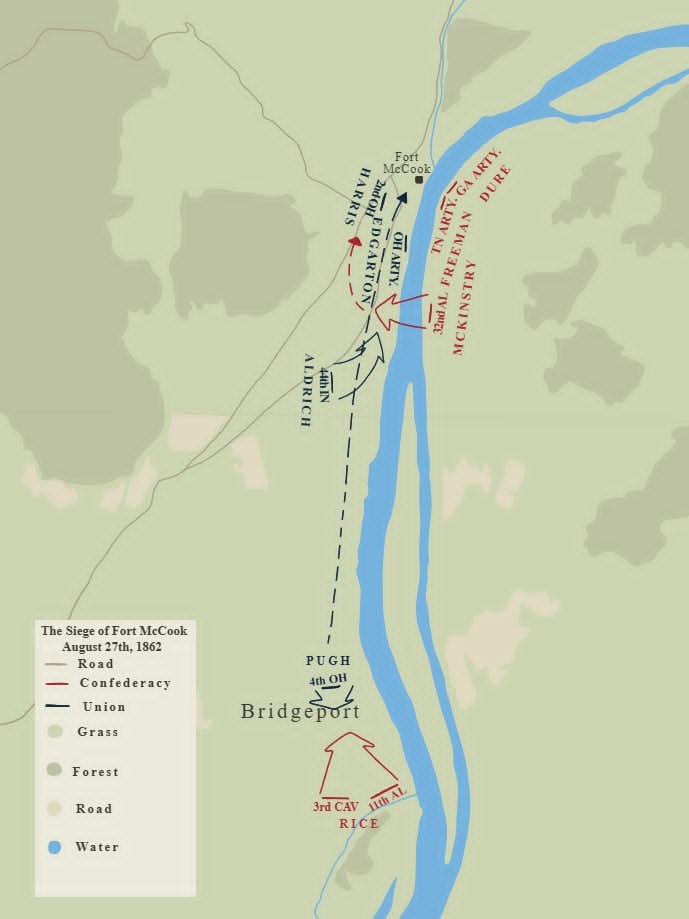 Map of the Siege of Fort McCook, August 27, 1862